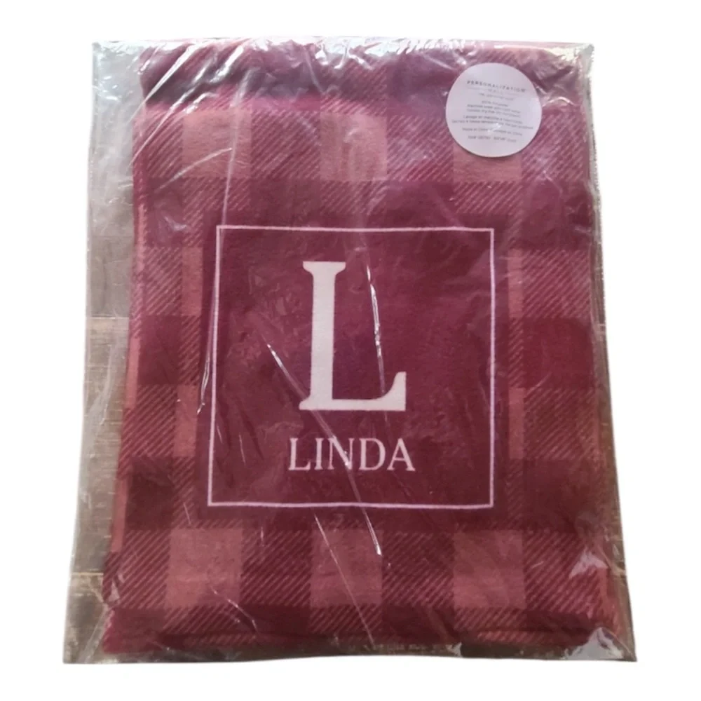 Garnet Buffalo Check Monogrammed